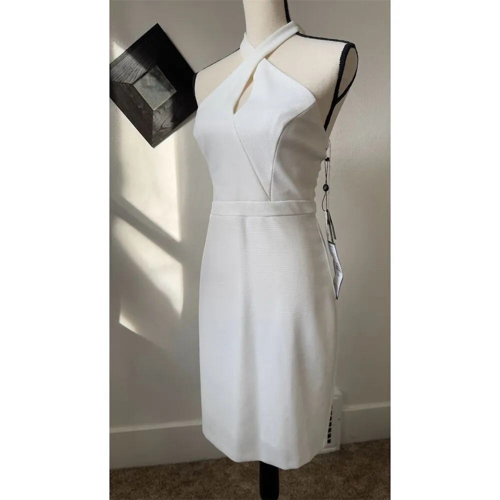 NEW Adrianna Papell Womens Ivory Halter Keyhole Dress Size 2 Party Cocktail - Image 2