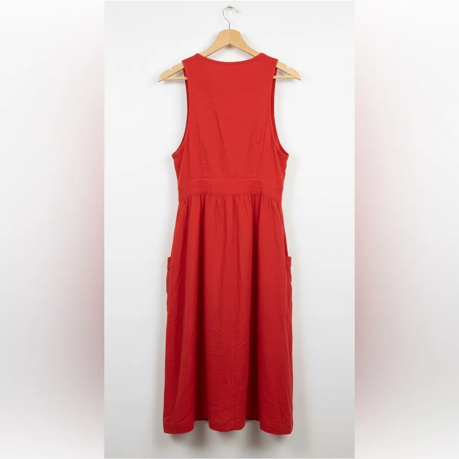 Free People Diana Scarlet Red V Neck Wrap Midi Dress with Button Details - Image 3