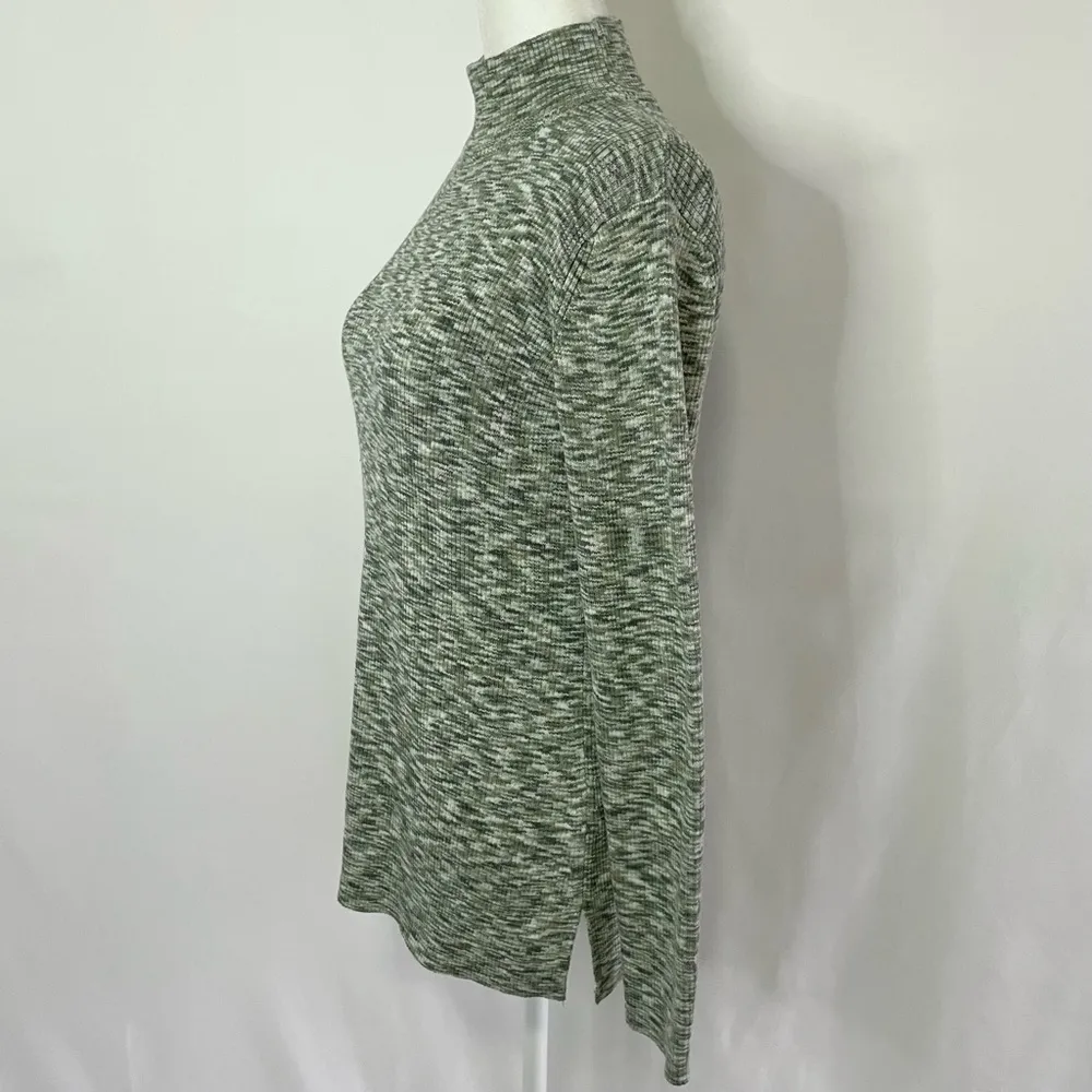 New Spacedye Rib Knit Mock Neck Rhea Sweater Green Size Small - Image 6