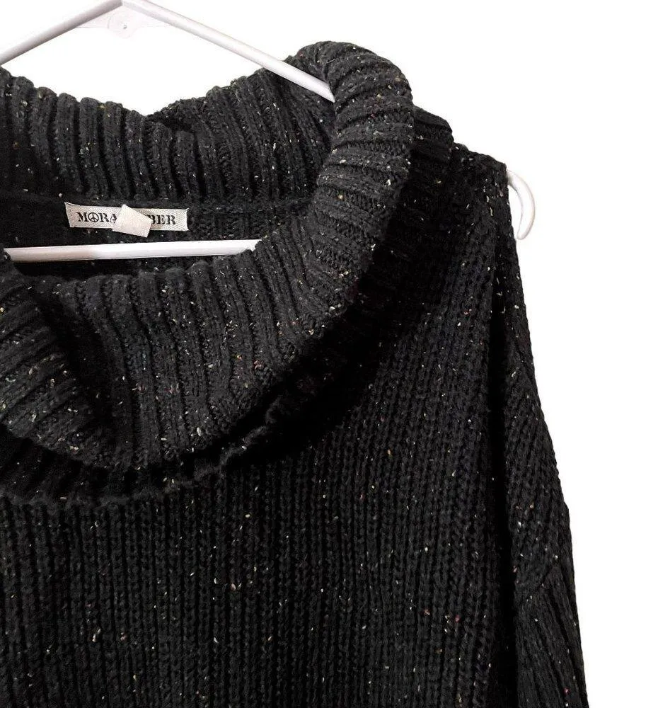 Moral Fiber cold shoulder long sleeved black knit sweater turtleneck top warm - Image 2