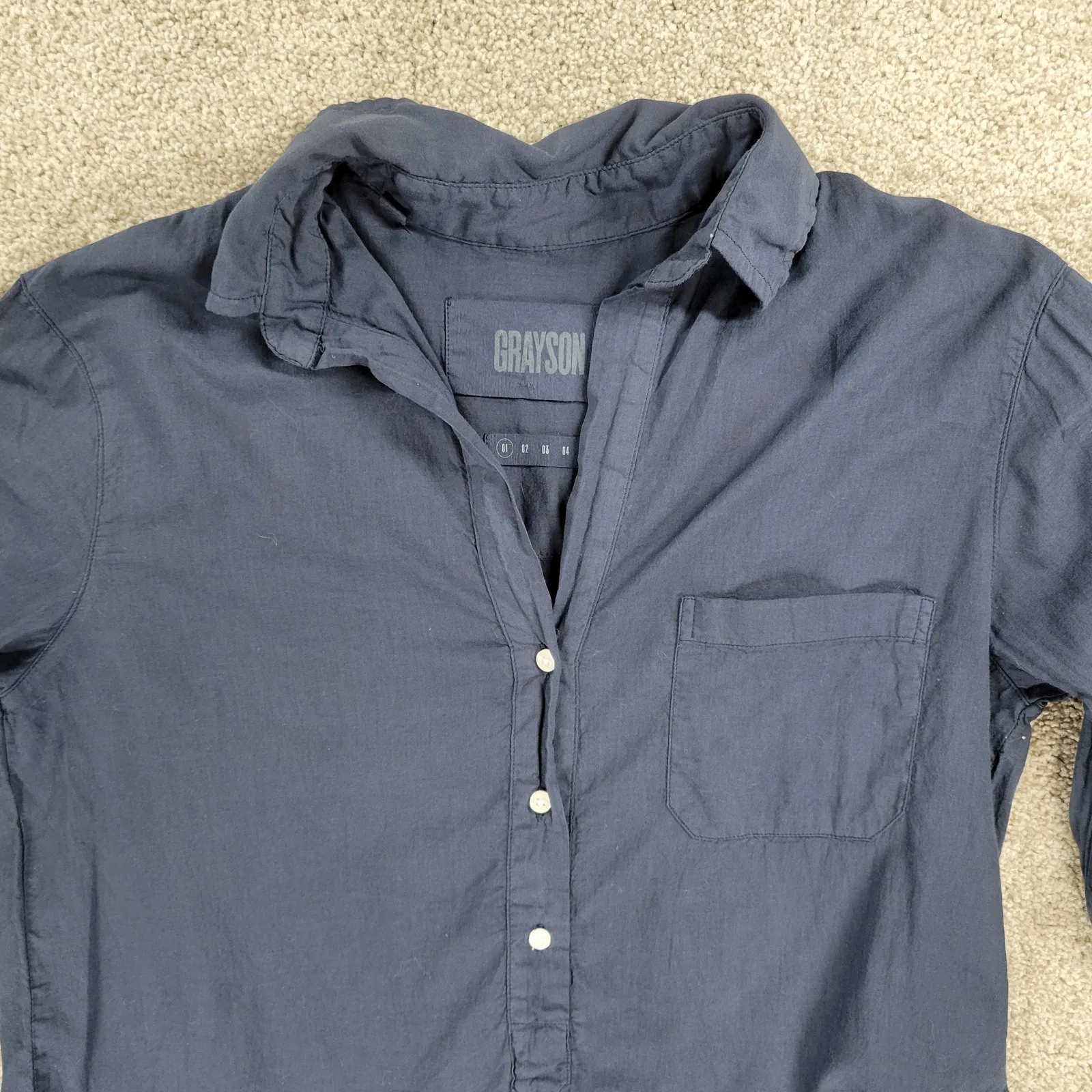 Grayson Changemaker Shirt Dress Womens XS Blue‎ Long Sleeve Cotton A - Image 6