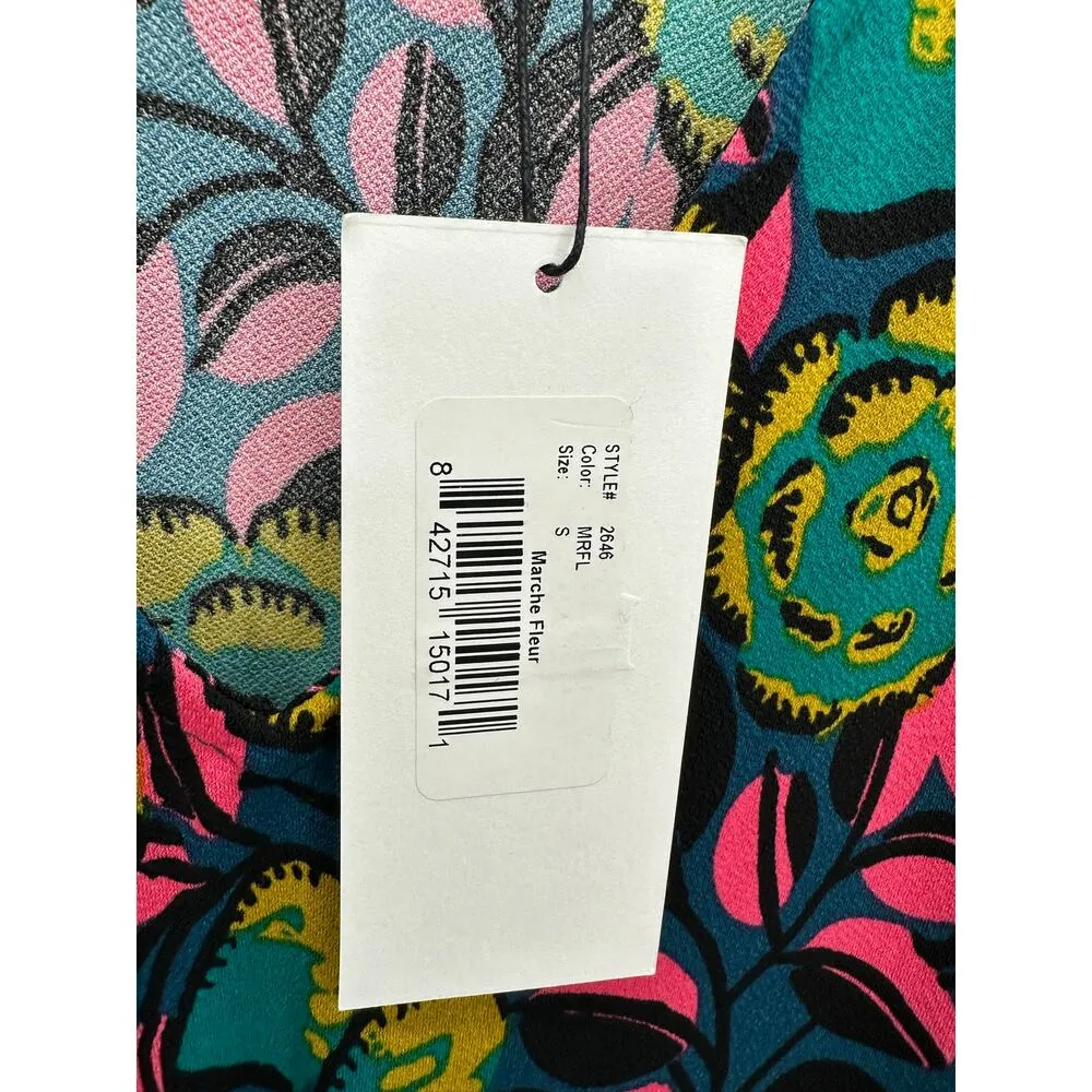 Leota Dress Women's S Multi Blue Pink Bright Floral Marche Fleur V-Neck Maxi - Image 7