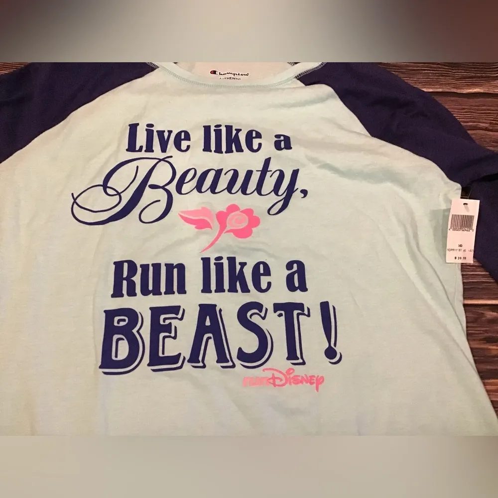 Run disney live like a beauty  run like a beast womans  shirt size med -NWT - Image 3
