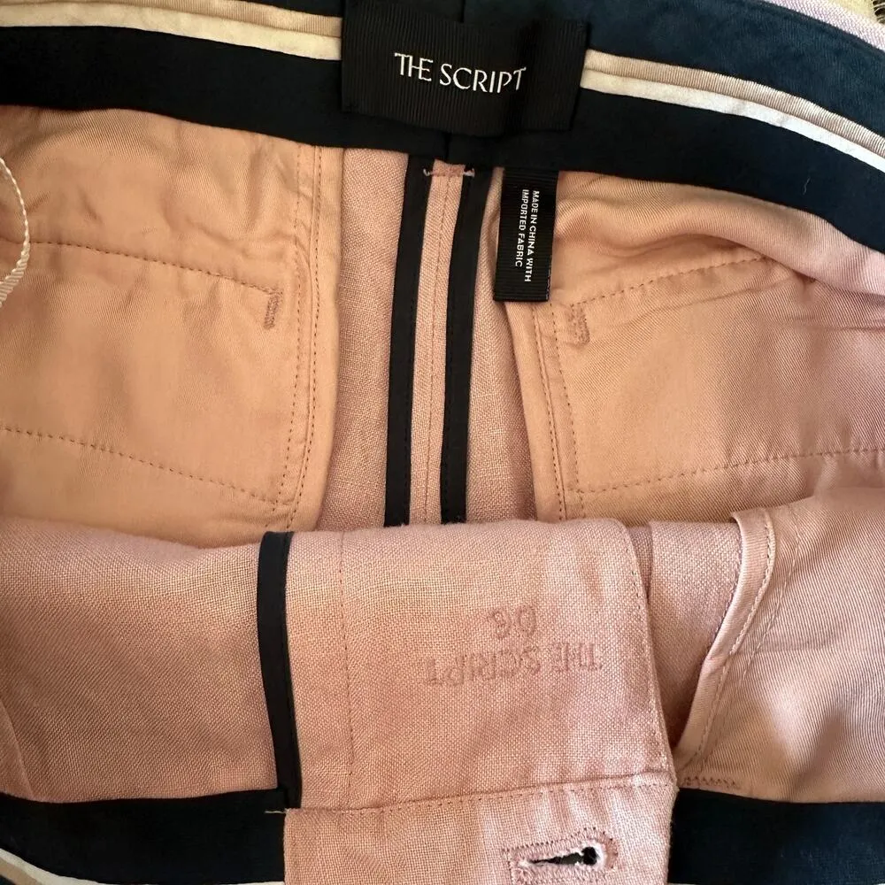 THE SCRIPT | Petal Pink Sofie Linen Blend Wide Leg Pleated Front Trousers Sz 6 - Image 5