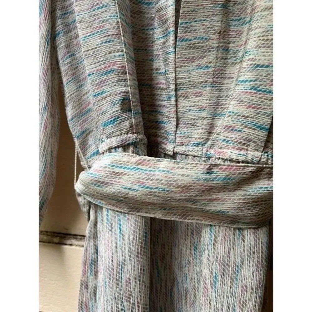 Vintage 80s Jonathan Martin metallic confetti pattern Belted 3/4Sleeve Dress Sz6 - Image 8