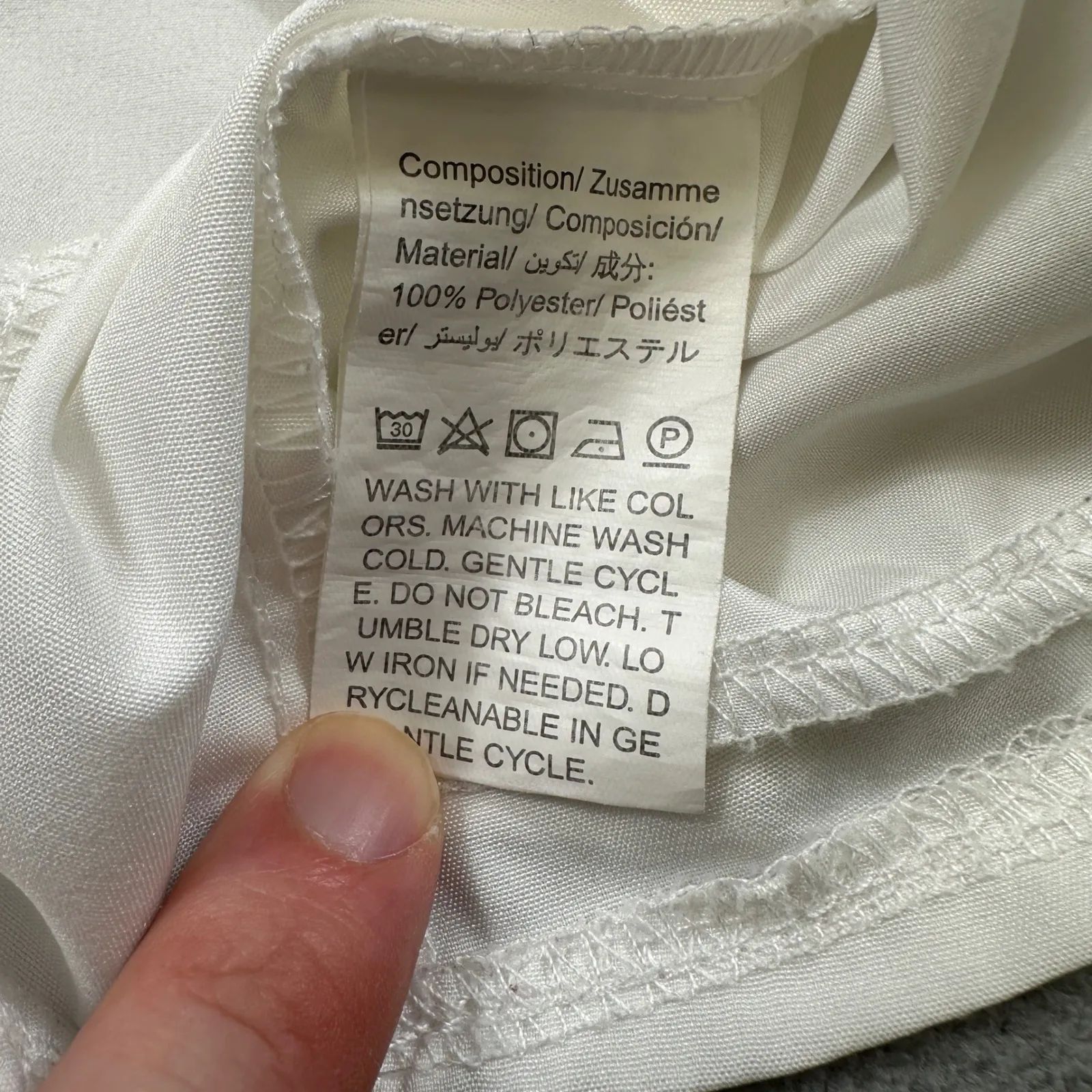 SHEIN Blouse White S Bow Neck Puff Sleeve Top Womens Self Tie Bow Long Sleeves - Image 9