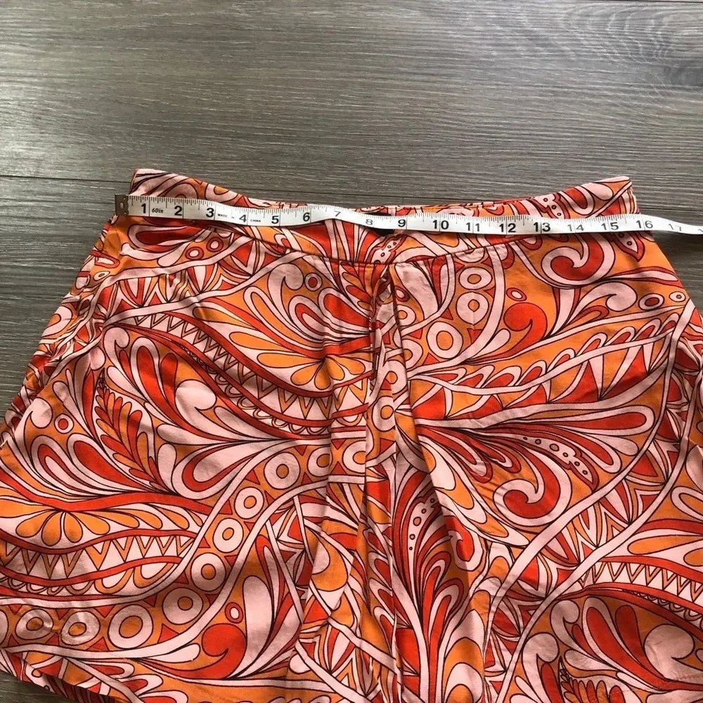 EXPRESS  Super High Waisted Orange Printed Mini Skort Size 12 - Image 5