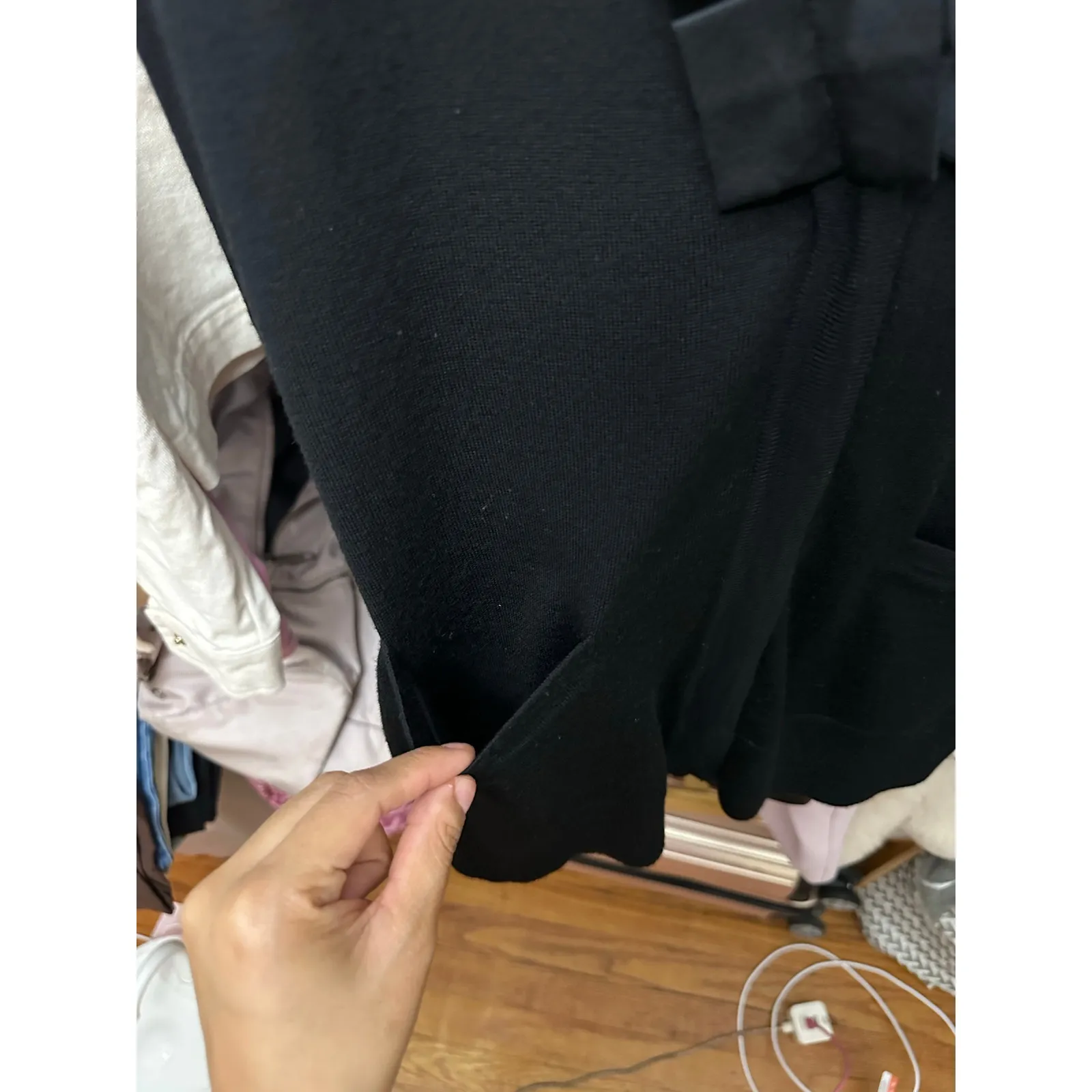 Tory Burch Merino Wool & Silk Gauge Cardigan Black Size XS - Image 8