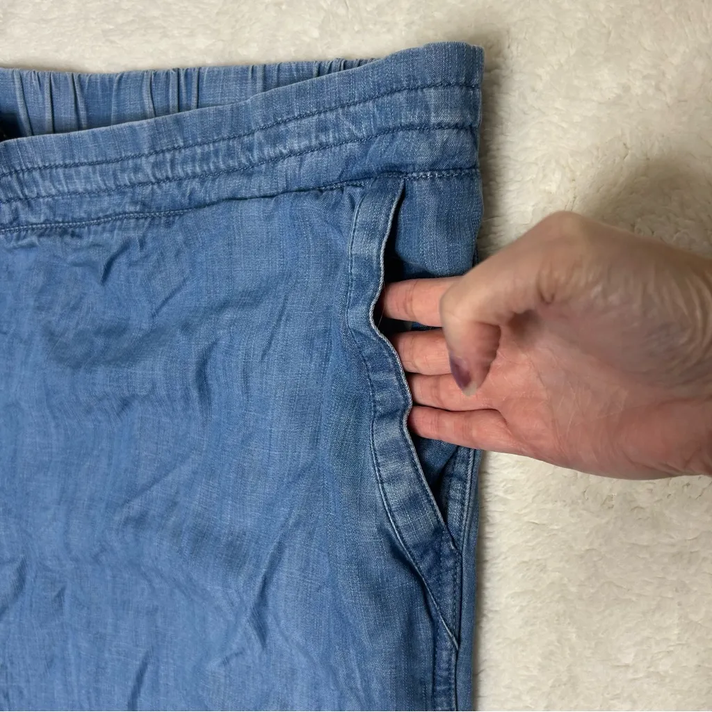 Talbots Comfort Pants Blue 100% Tencel Lyocell Lounge Roll Up Bottom Hem 24W - Image 4