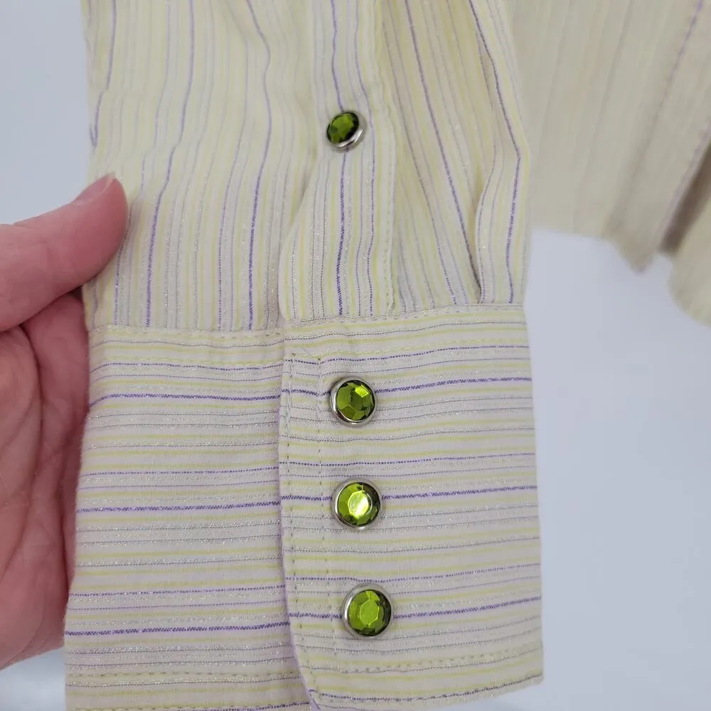 Wrangler Ultra Twenty X Western Show Shirt Jewel Snap Cowgirl Barrel Racing Sz L Purple Size L - Image 7