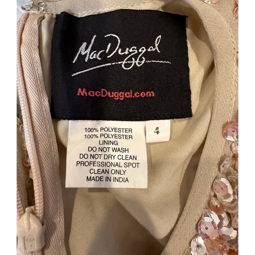 Mac Duggal Sleeveless High Neck Beaded Sheath Dress Nude 4 - Image 13