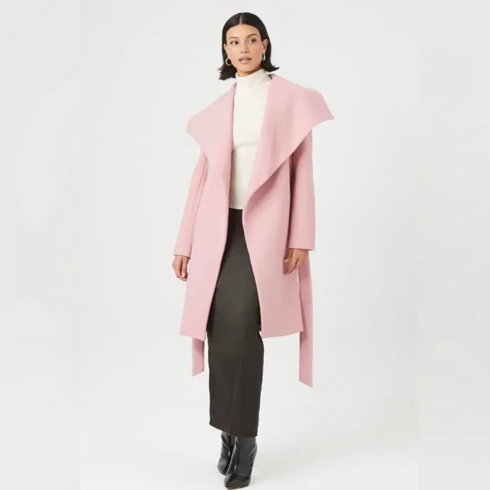 Forever 21 Hot Pink Belted Wrap Coat, Size Small - Image 3