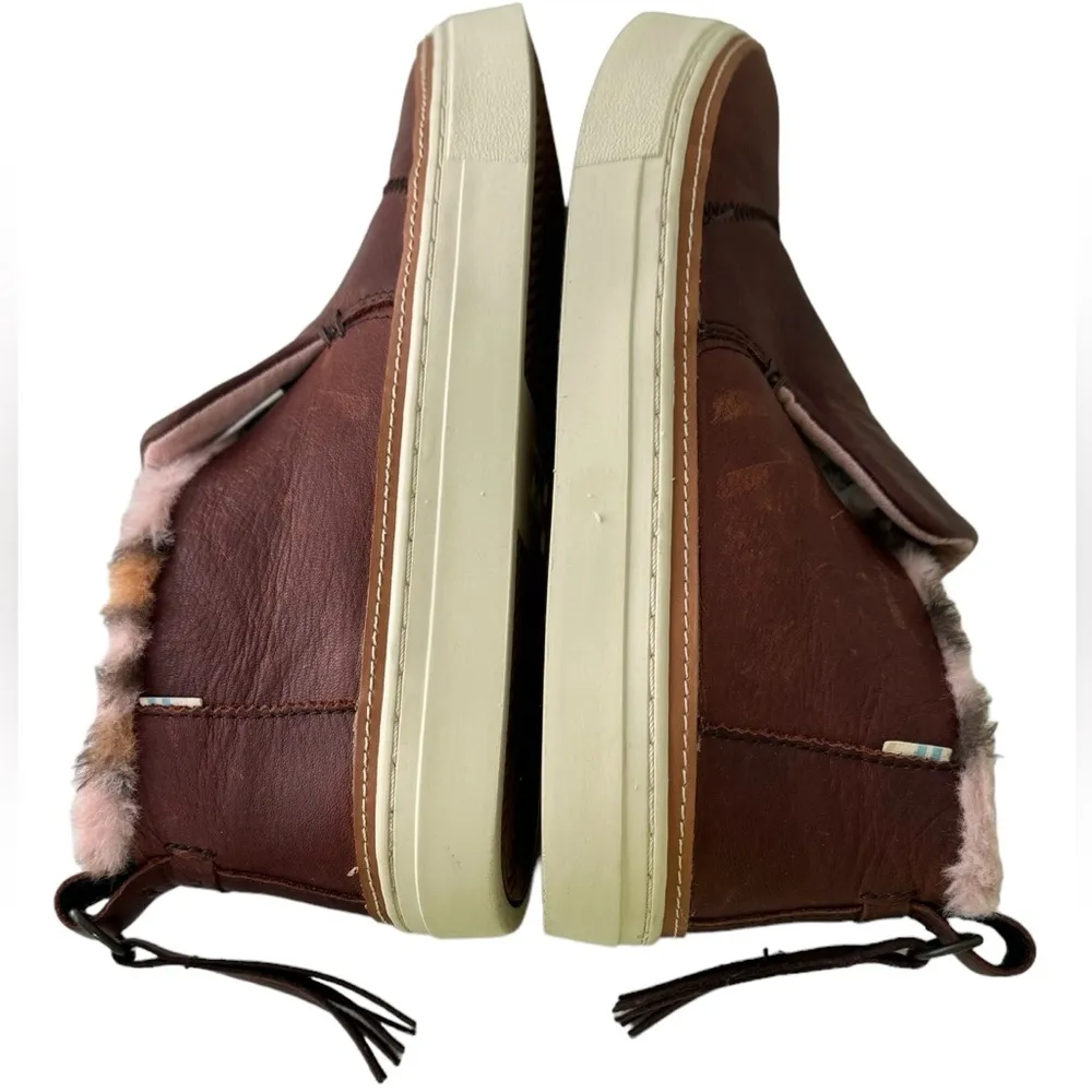 Tom’s Paxton Leather Faux Fur Dark Brown Chukkar Sneaker Size 7 - Image 12