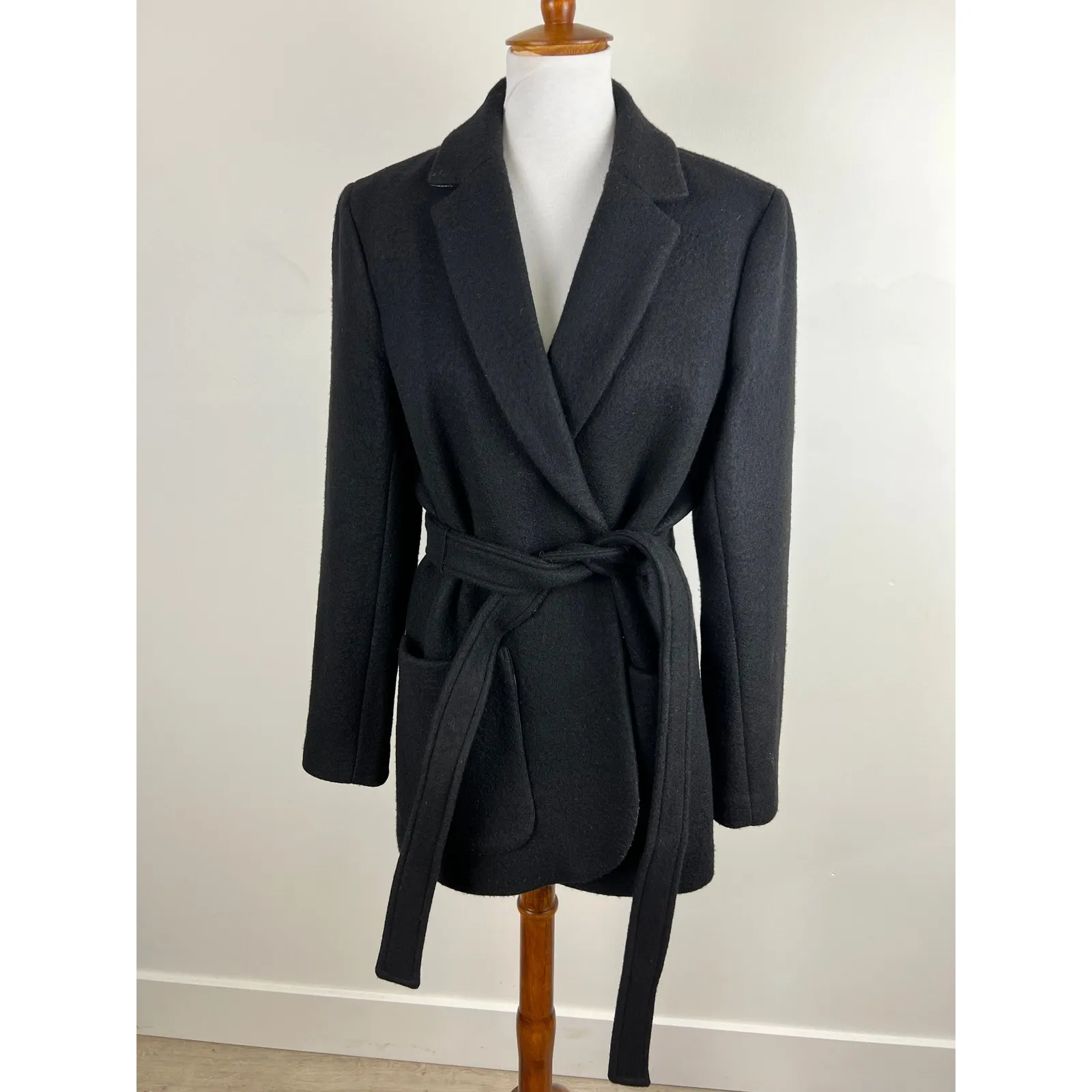 J. Crew Blazer Jacket Mario Bellucci Italian Wool Blend Wrap Coat Tie Belt 12 - Image 11
