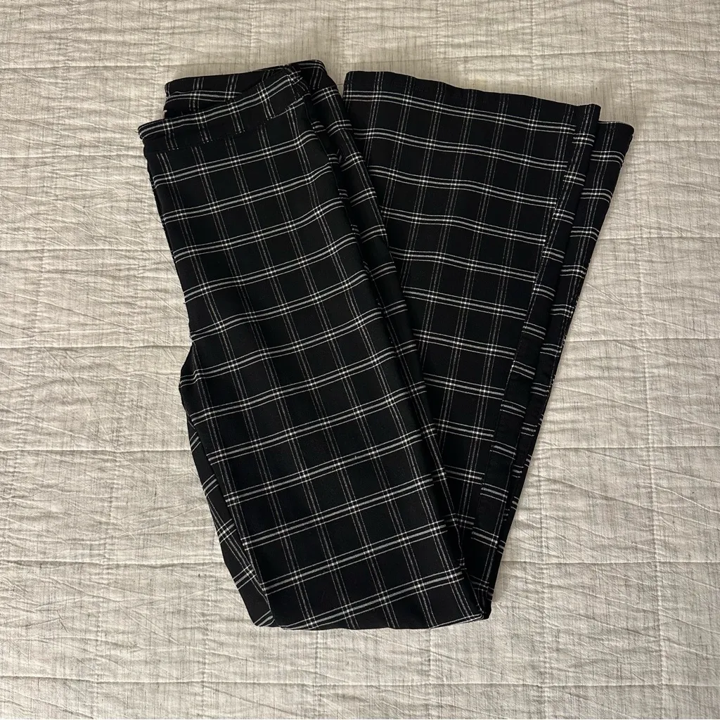 Garage Black and White Plaid Flare Pants - Image 6