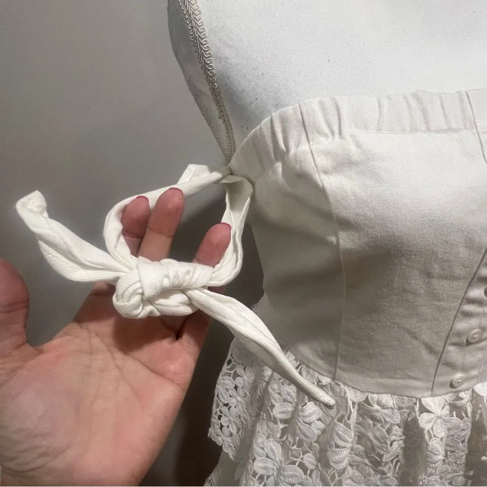 NWT Endless Rose White lace Tiered off the shoulder women's mini dress large - Image 7