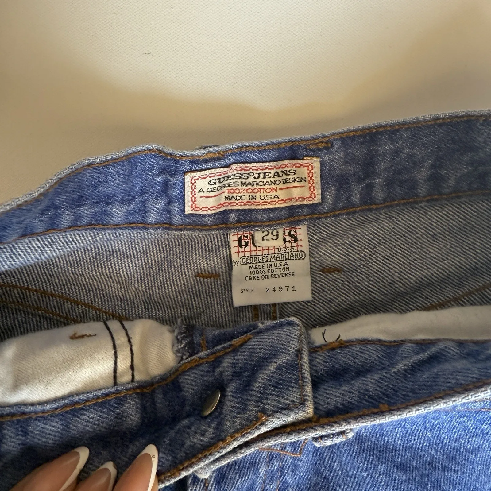 VTG 90s Guess Jeans Shorts Womens‎ 29 Blue USA Denim High Rise Button Fly Mom - Image 3