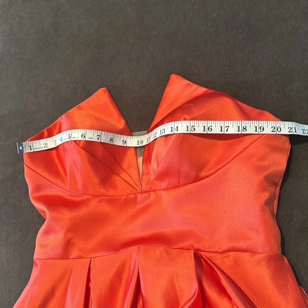 Women’s Strapless Orange Satin Full Length Prom Party Formal Dress Size L *READ Size L - Image 10