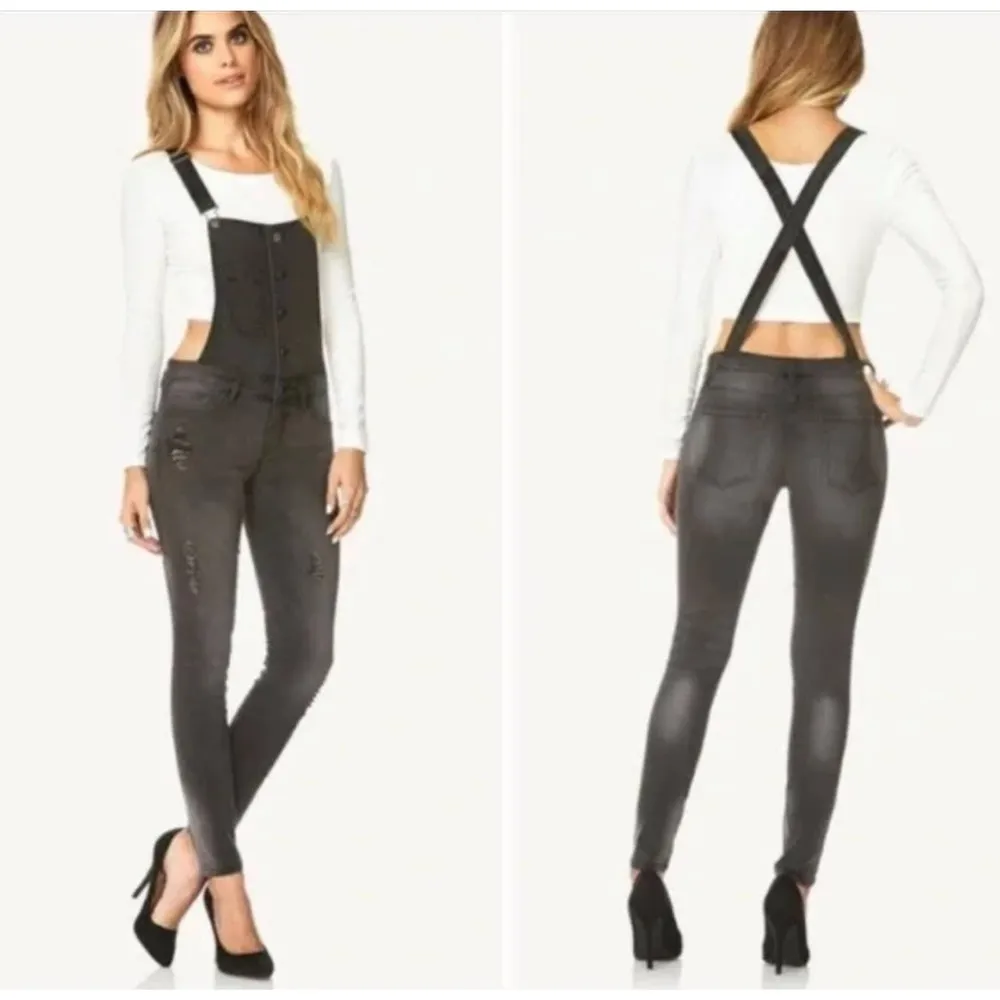 Life in Progress  Distressed Snap Front Denim Overalls XS - Image 5