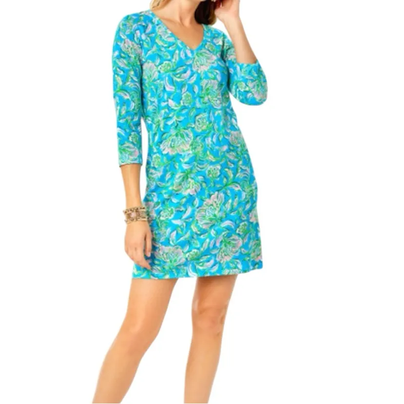 Lilly Pulitzer Tessa Dress M Cumulus Blue Chick Magnet Shift Resort Coastal - Image 9
