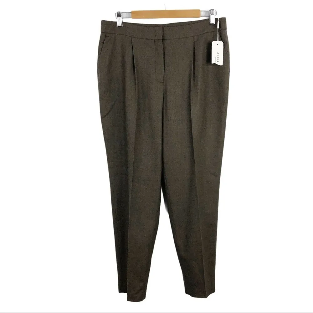 New  Akris Punto Maiko Pleated Flattering High Waisted 100% Wool Trousers Pants - Image 2