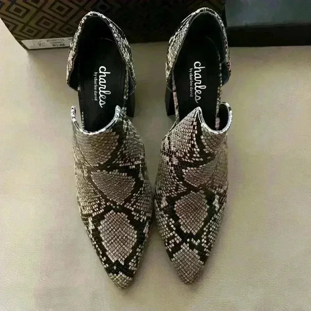 Charles David  Faux Snake Skin Heel Booties 8.5 - Image 4