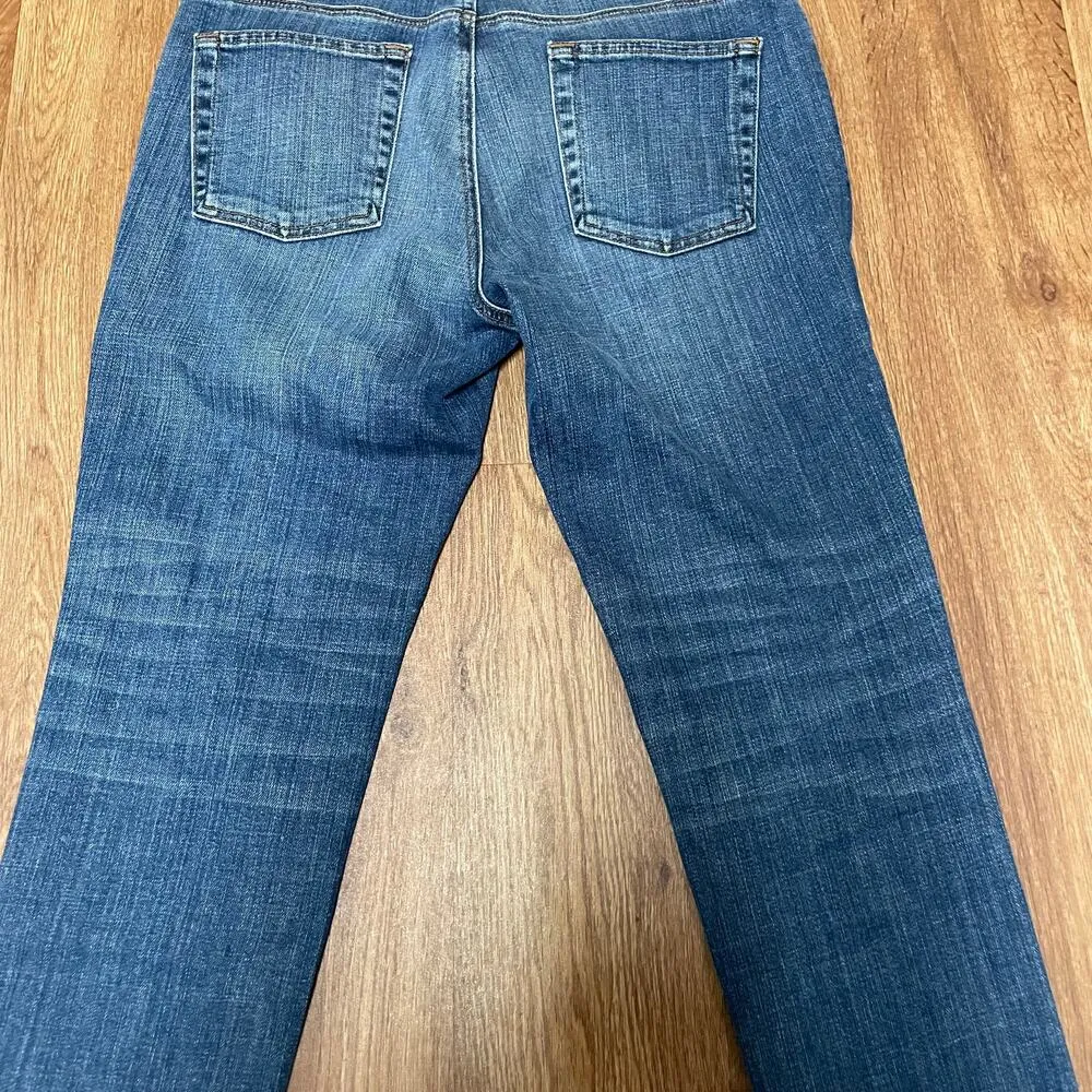 Eileen Fisher Cropped Taper Leg Medium Wash Mid Rise Jeans Womens 6P Stretch - Image 4