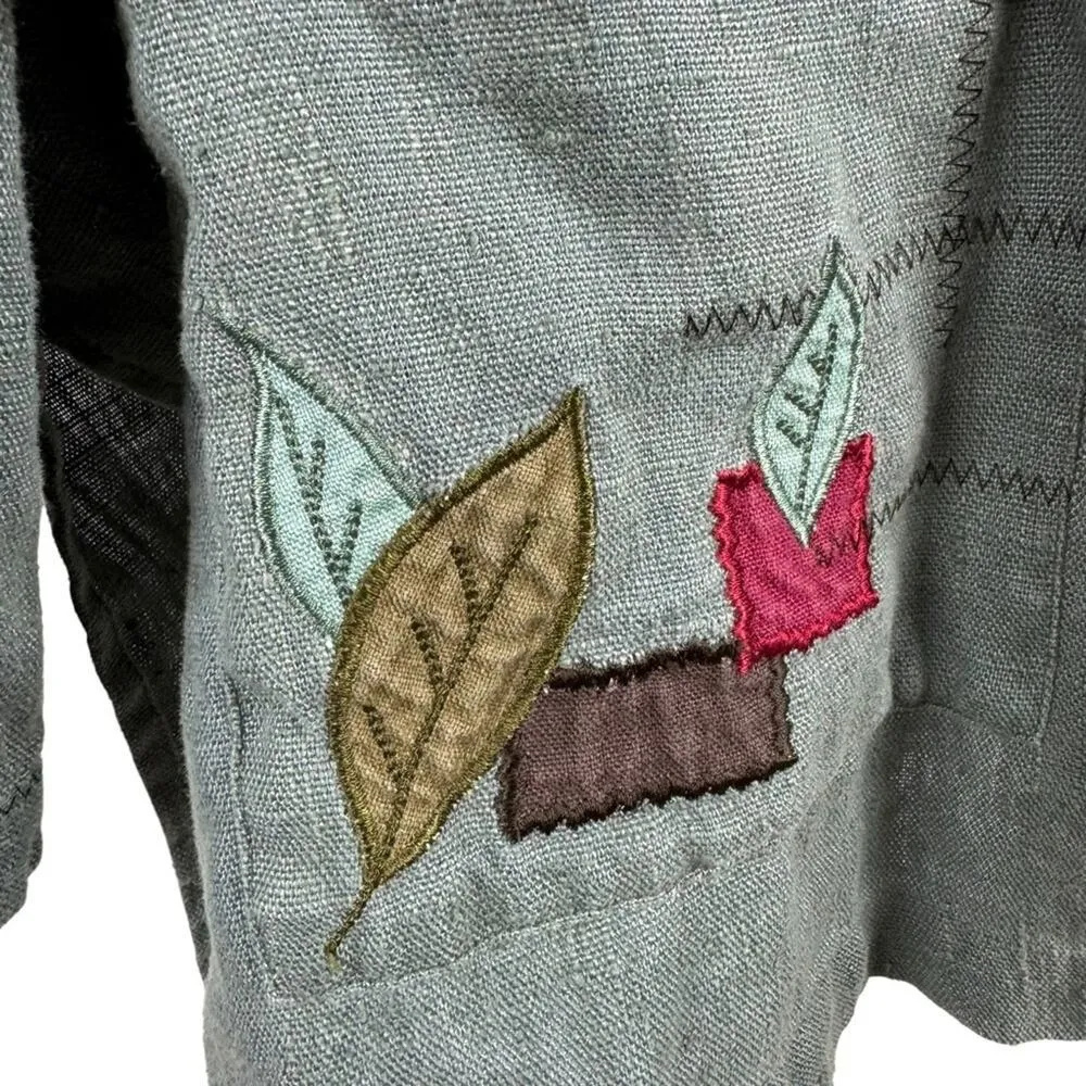 J.JIll Sz 2X Vintage Early Linen Art-to-Wear Patchwork Lagenlook Jacket Coat - Image 13