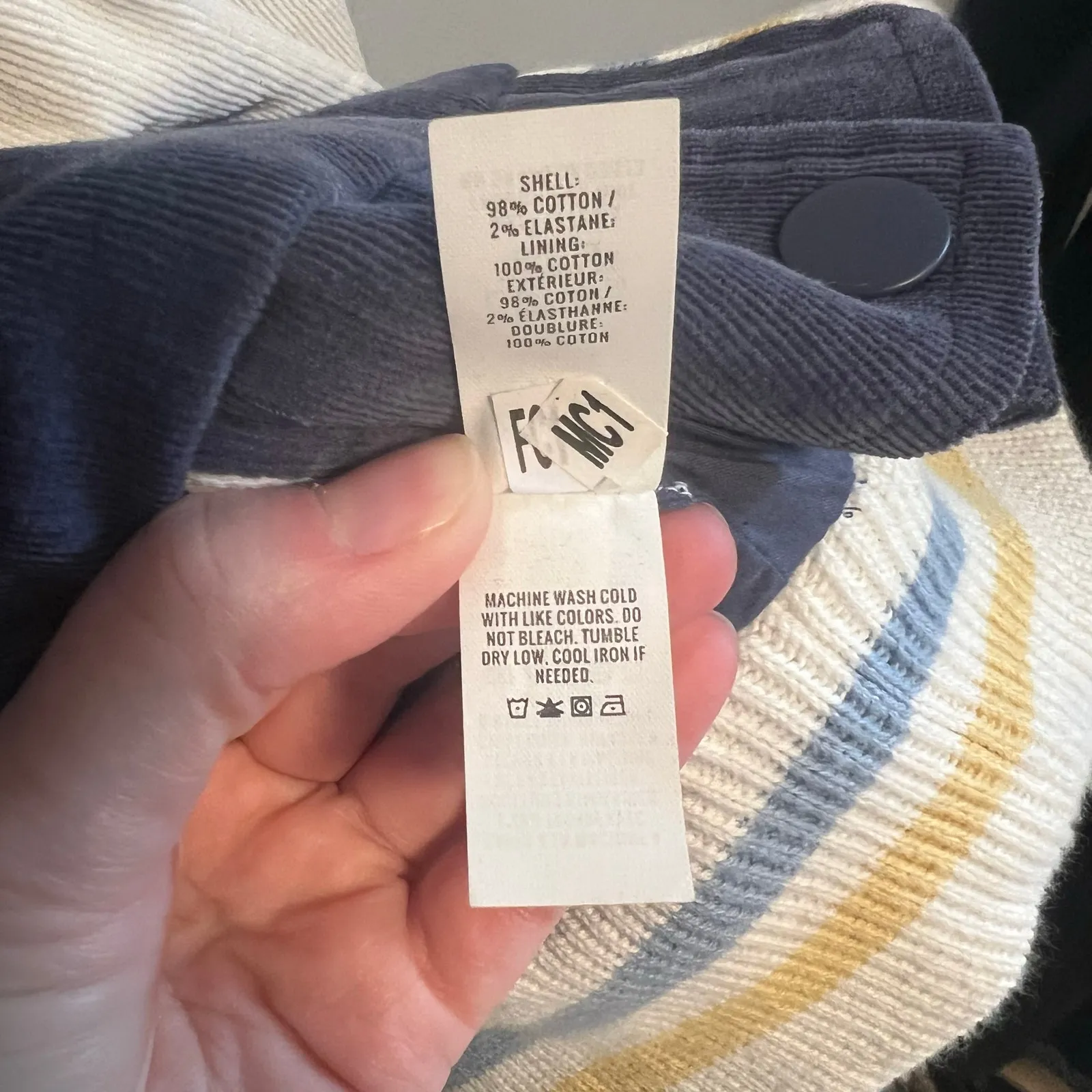 Aerie Corduroy Varsity Bomber Jacket With Blue and Yellow Trim Sz Large - Image 3