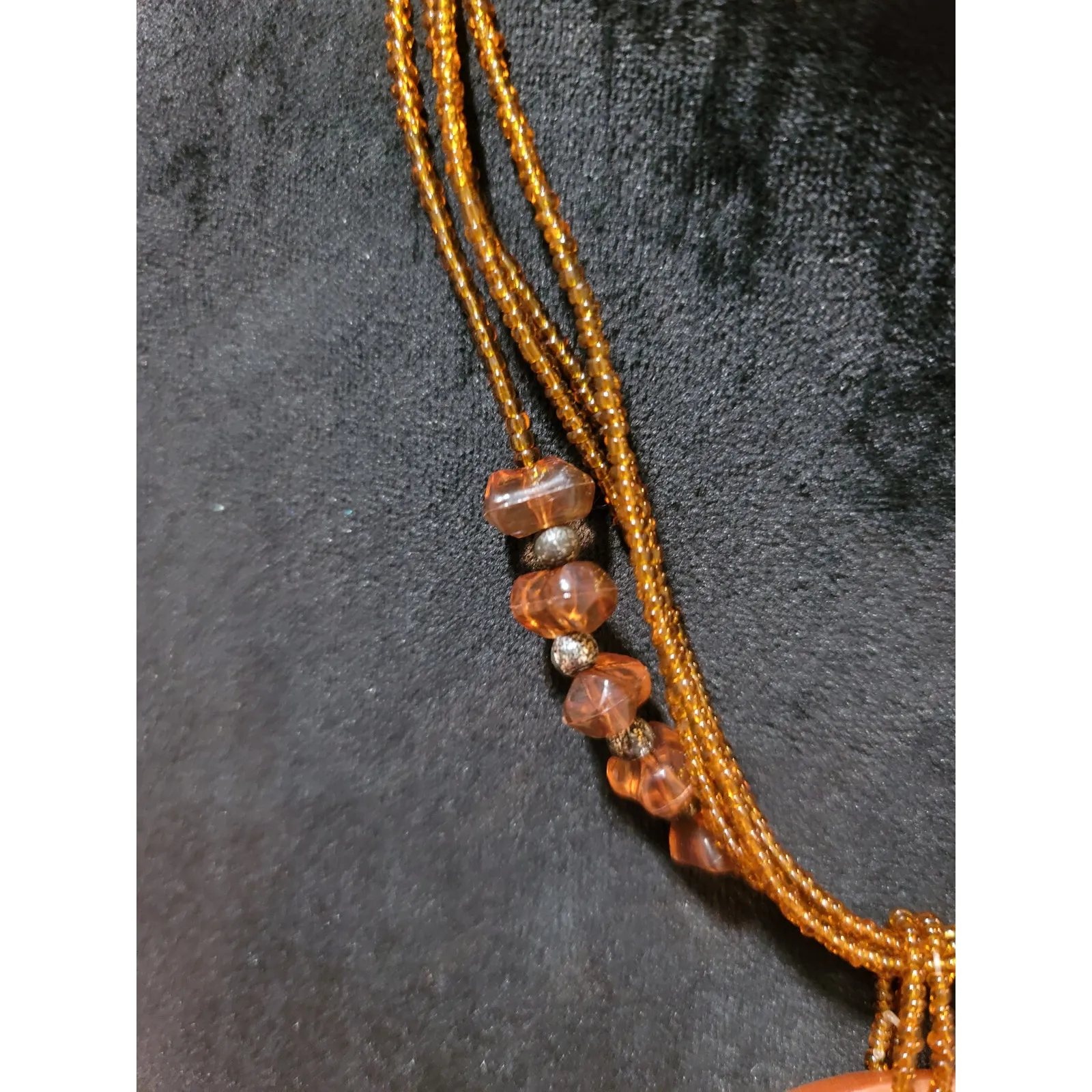 Women's Multi Strand Beaded Necklace With Round Pendant And Lobster Clasp Lock Red - Image 5