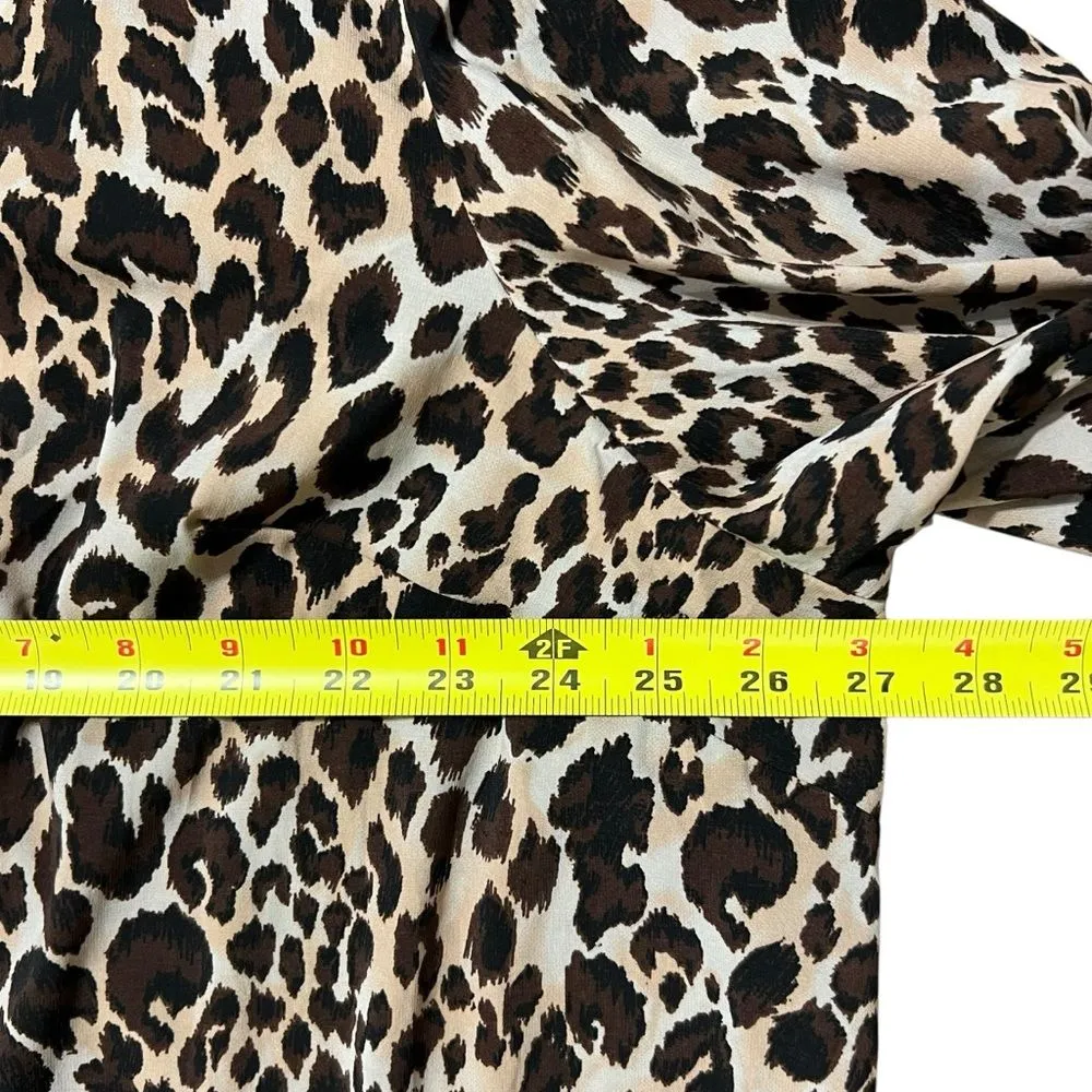 Catherines Leopard Print Roll Tab Sleeve Button Up Top 2X Relaxed Office Mature - Image 5