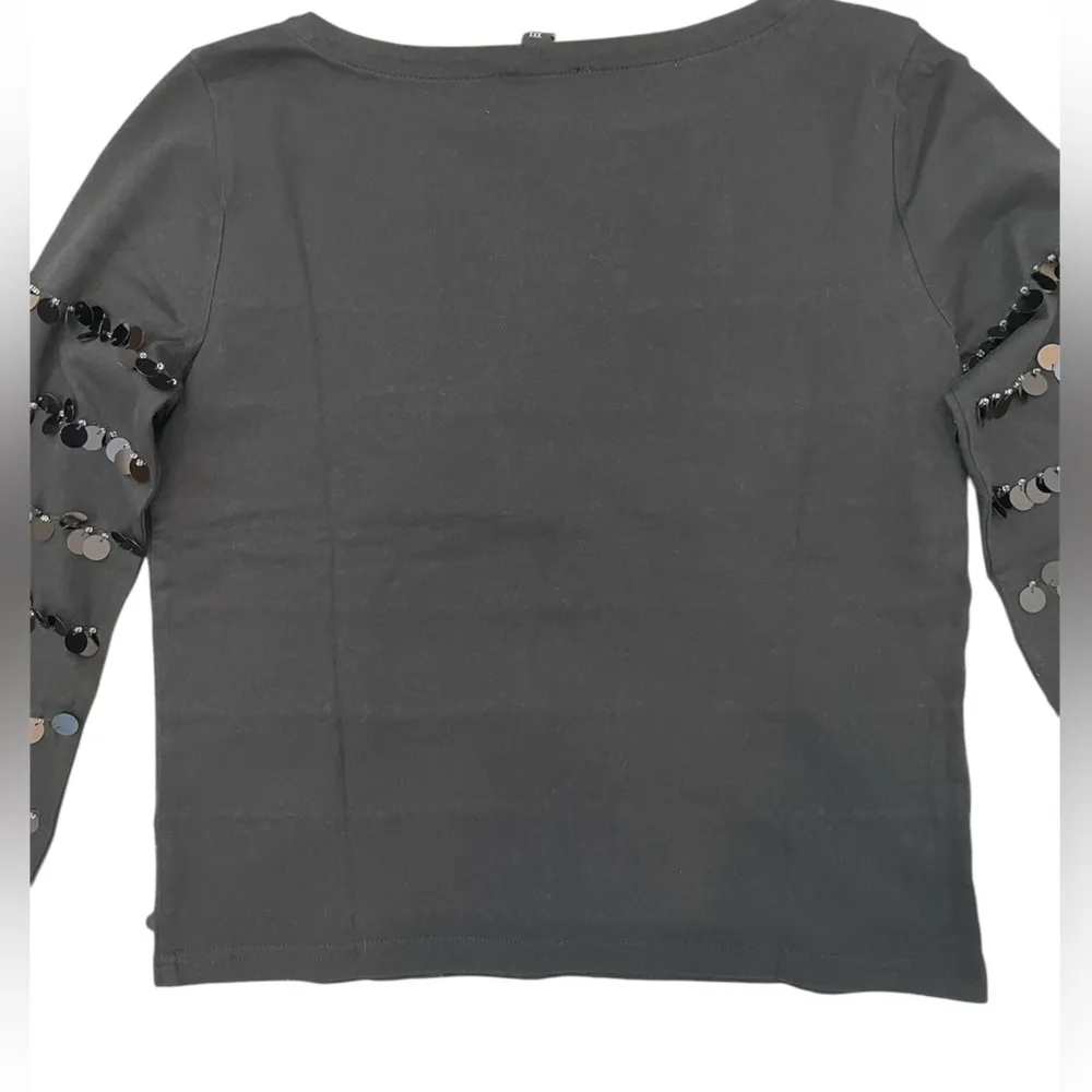 J Crew Heavy Jersey Long-Sleeve T-Shirt with Paillette Embellishment Size XXS - Image 7