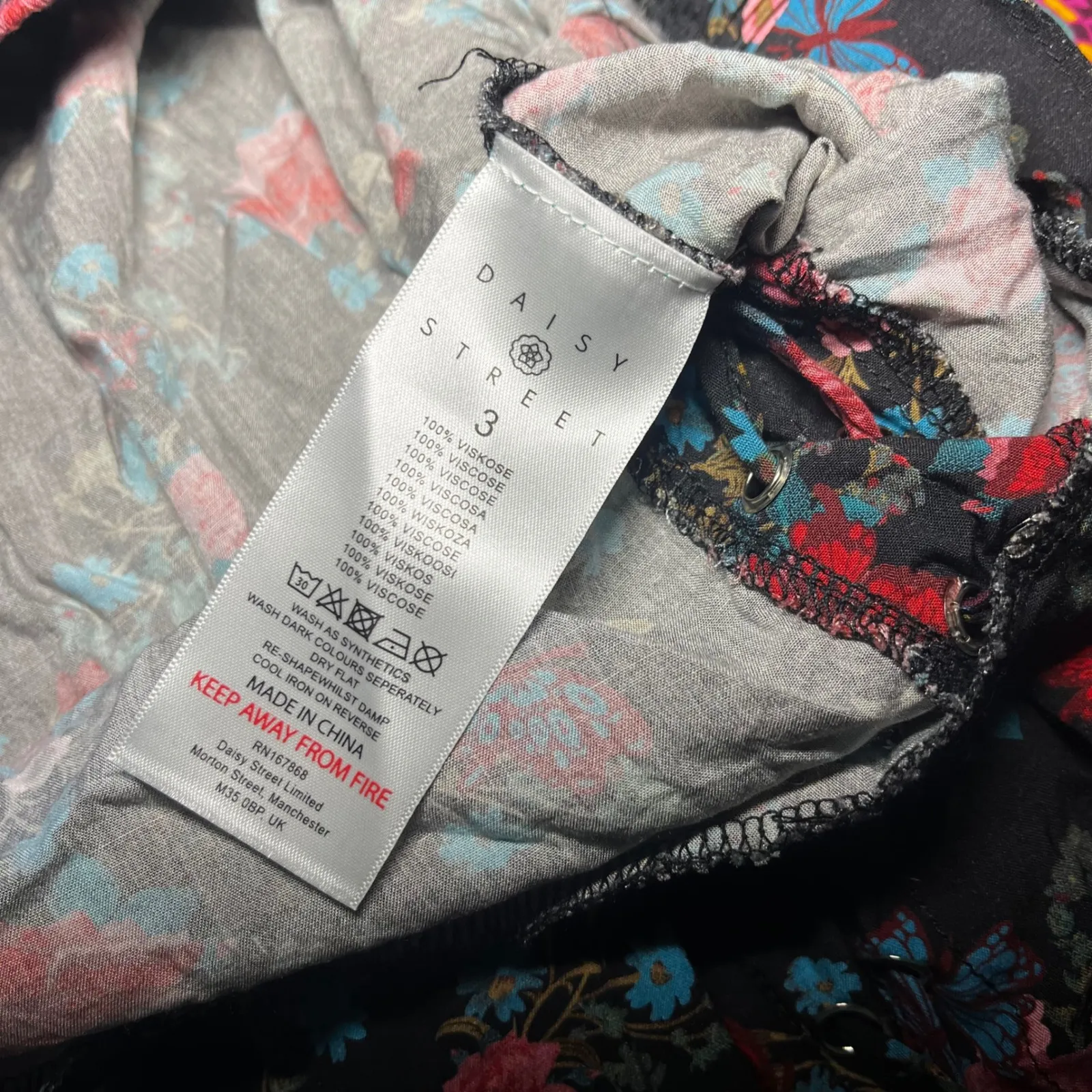 Daisy Street Black Floral Print Midi Skirt with Lace Up Slits Plus Size 3 3x - Image 7