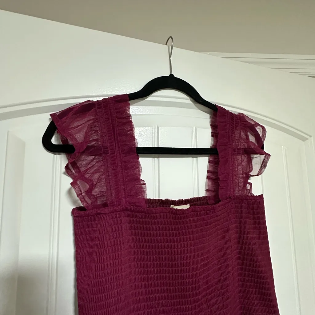 Melloday maroon tule smock dress - Image 3