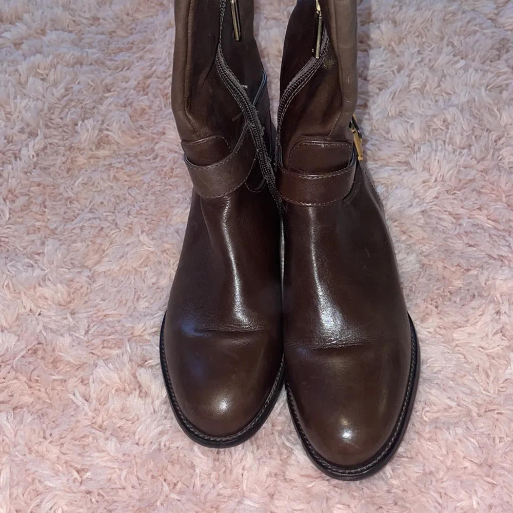 Banana Republic Brown Leather Zip Knee High Riding Boots - Image 5
