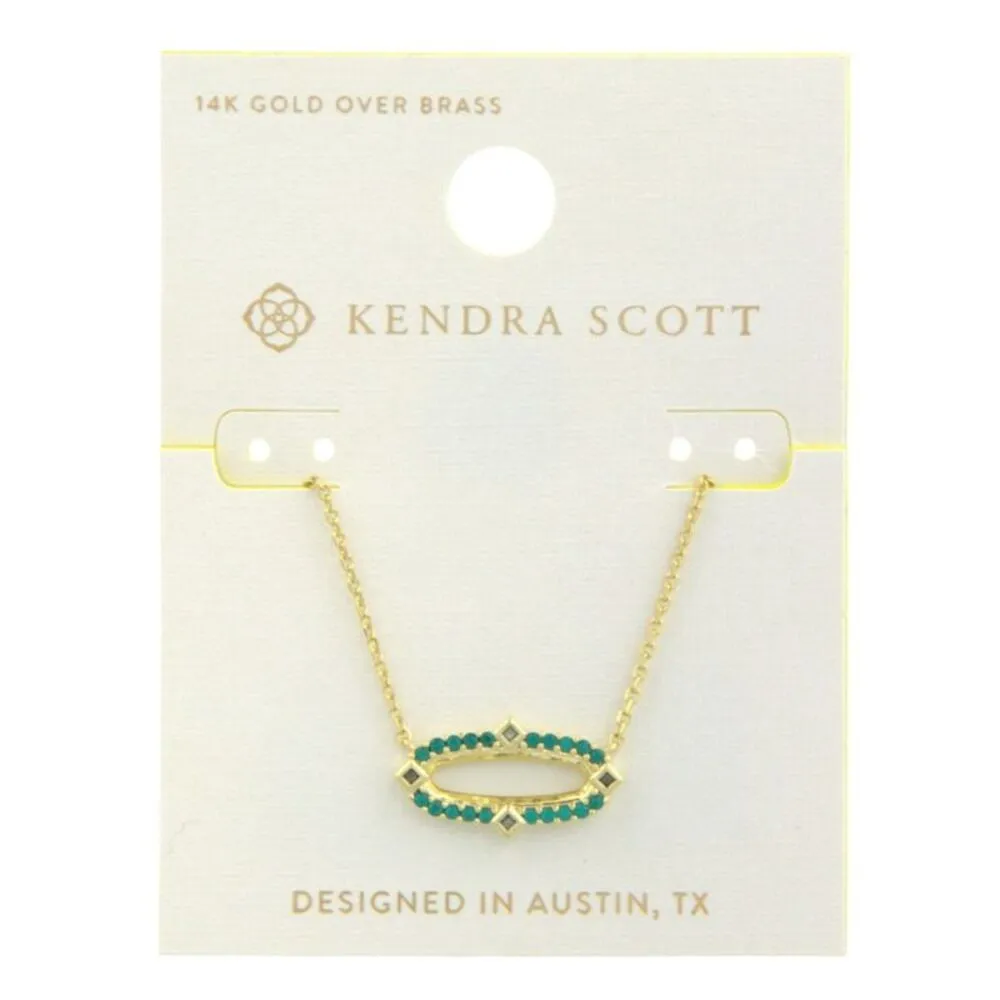 Kendra Scott Kadyn Pendant Necklace 14K Gold Over Brass Green Mix - Image 2