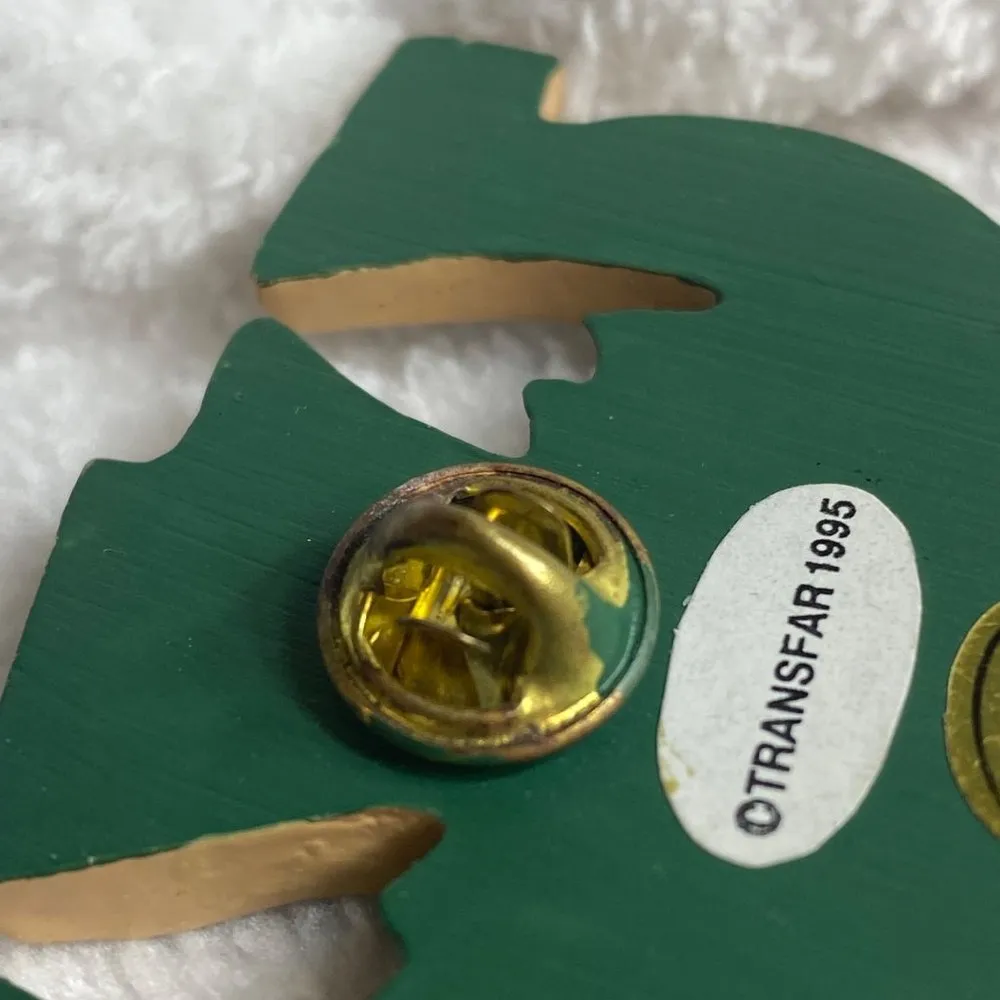 Transfar 1995 Double Horseshoe Merry Christmas Holly Pin Brooch Vintage Green - Image 7