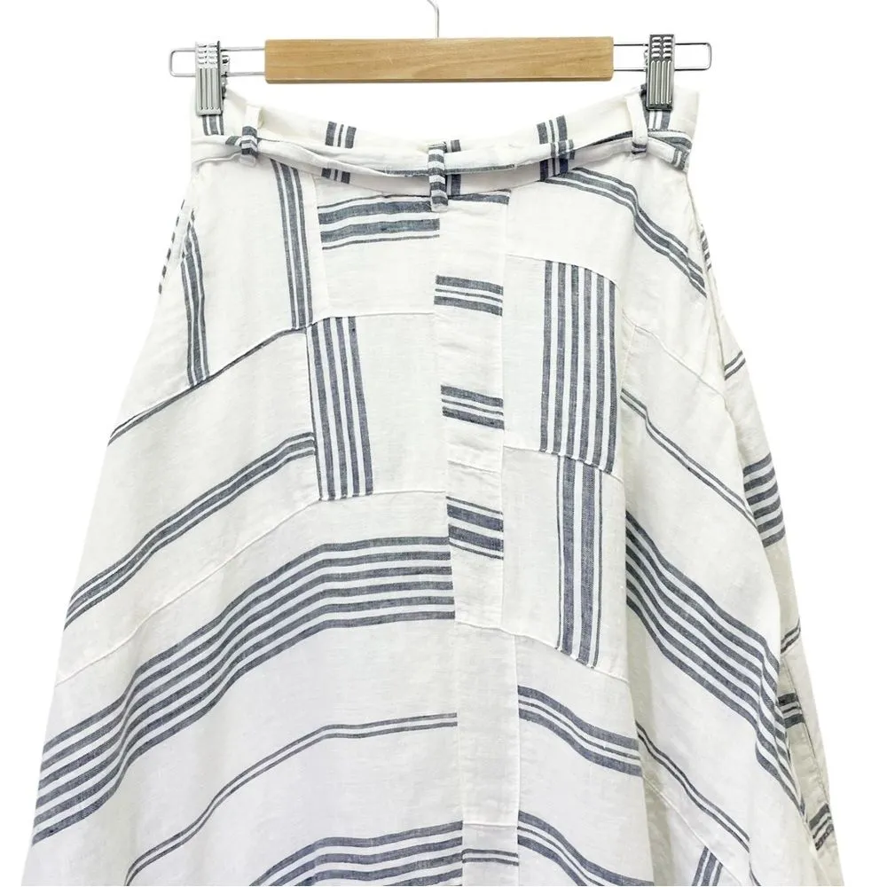 Polo Ralph Lauren Patchwork Striped Linen Maxi Skirt White Blue Women’s Size 0 - Image 8