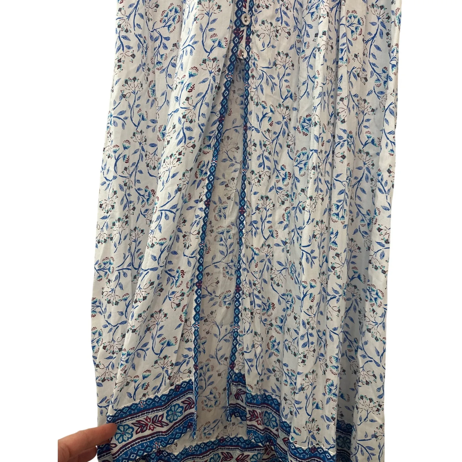 Poupette St Barth Della Blue Floral Midi Dress Smocked Waist XS - Image 10
