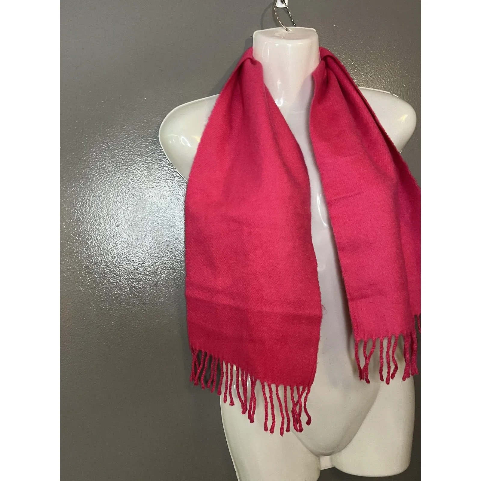 Pink Scarf Womens One Size Fringe Acrylic Made In Japan Cozy Winter Wrap - Image 2