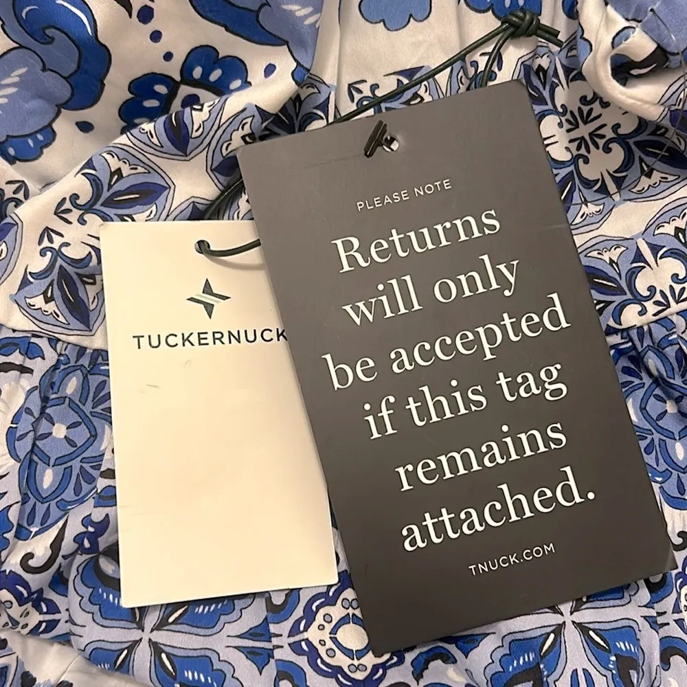 Tuckernuck Majolica Tile Blue White Print Ginger Maxi Cotton Dress NWT Size XS - Image 15