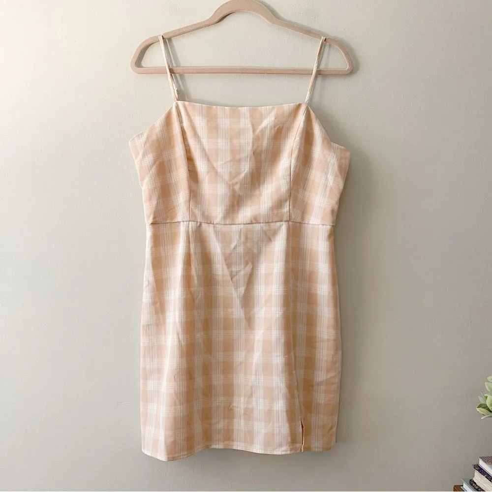 BP Gingham Coquette 90s Mini Dress Pink White Plaid Size Large Spaghetti Strap - Image 3