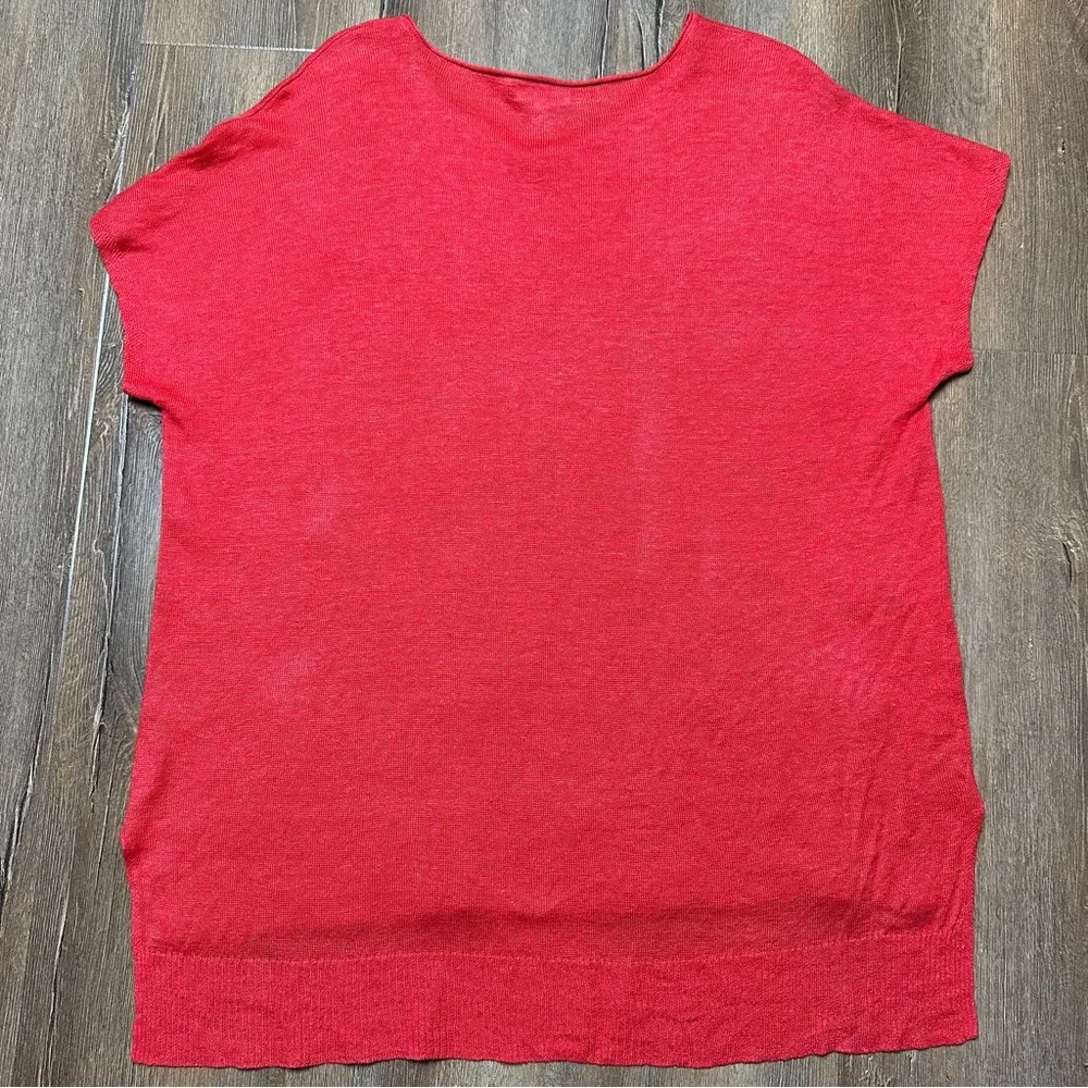Eileen Fisher Lightweight Fine Gauge Linen Tunic Top in Red / Orange Size Medium - Image 7