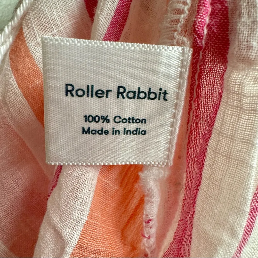 Roller Rabbit Tunic Swim Coverup Stripe Dress Tassels Pink Orange White Small S - Image 7