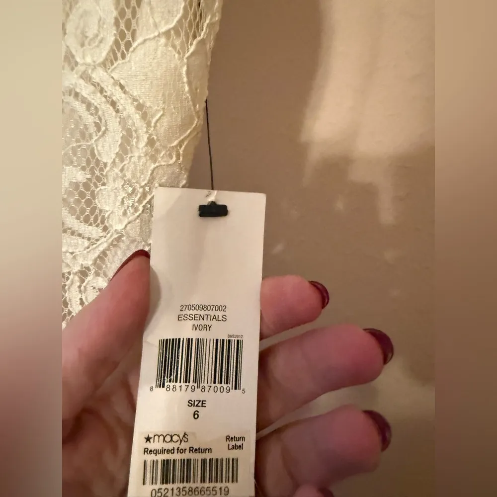 AMERICAN LIVING NEW Women's Ivory Ruffled-hem Lace Cap Sleeve Sheath Dress 6 - Image 4