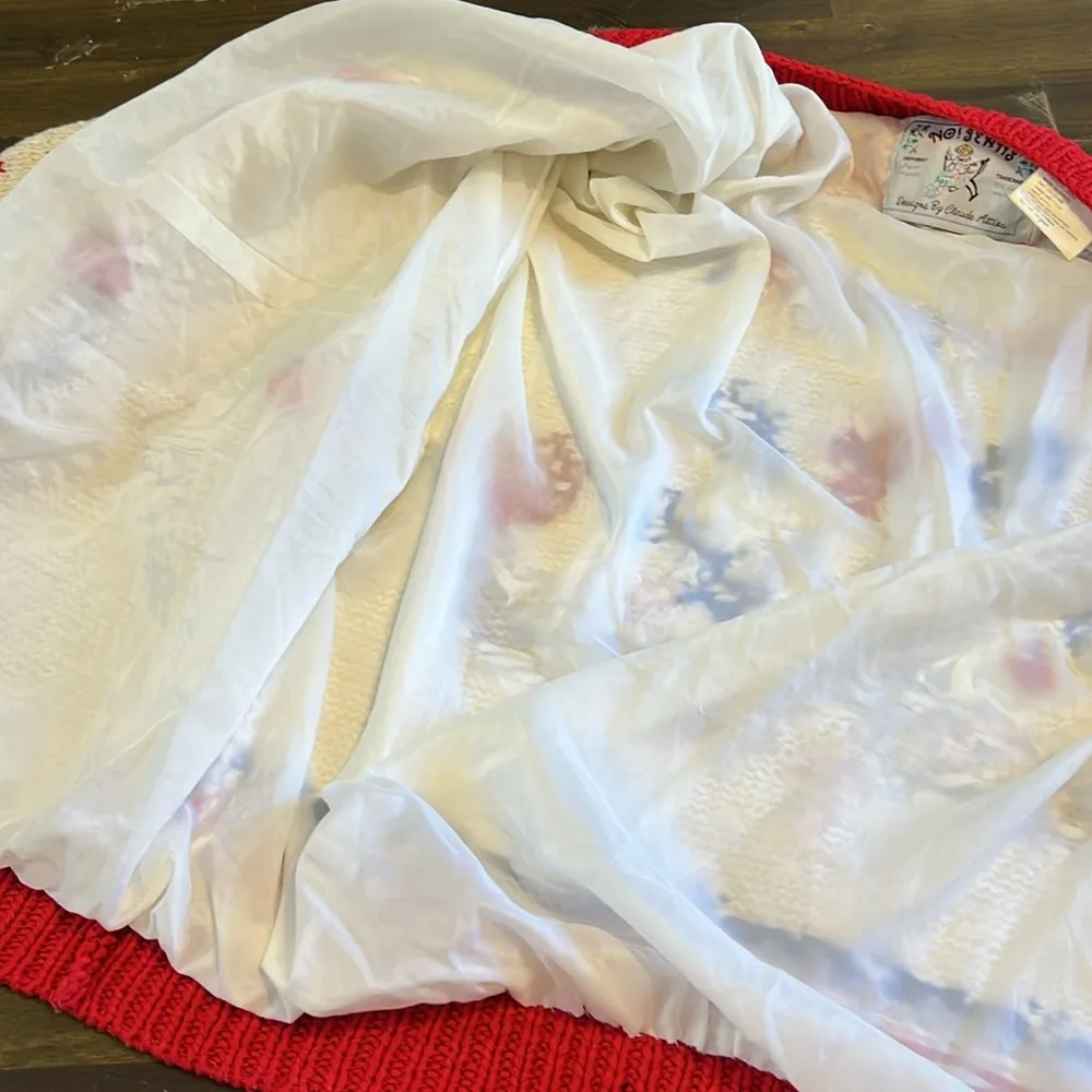 Absolutely No! Vintage Varsity Letterman Sweater Cardigan Knit Patches Pastel Red Size L - Image 13