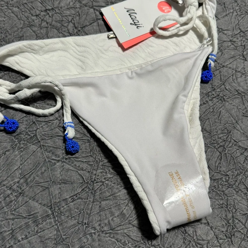 Maaji Zebra Frost Sunning Low Rise Tie Side Bikini Bottom White Swim - Image 6