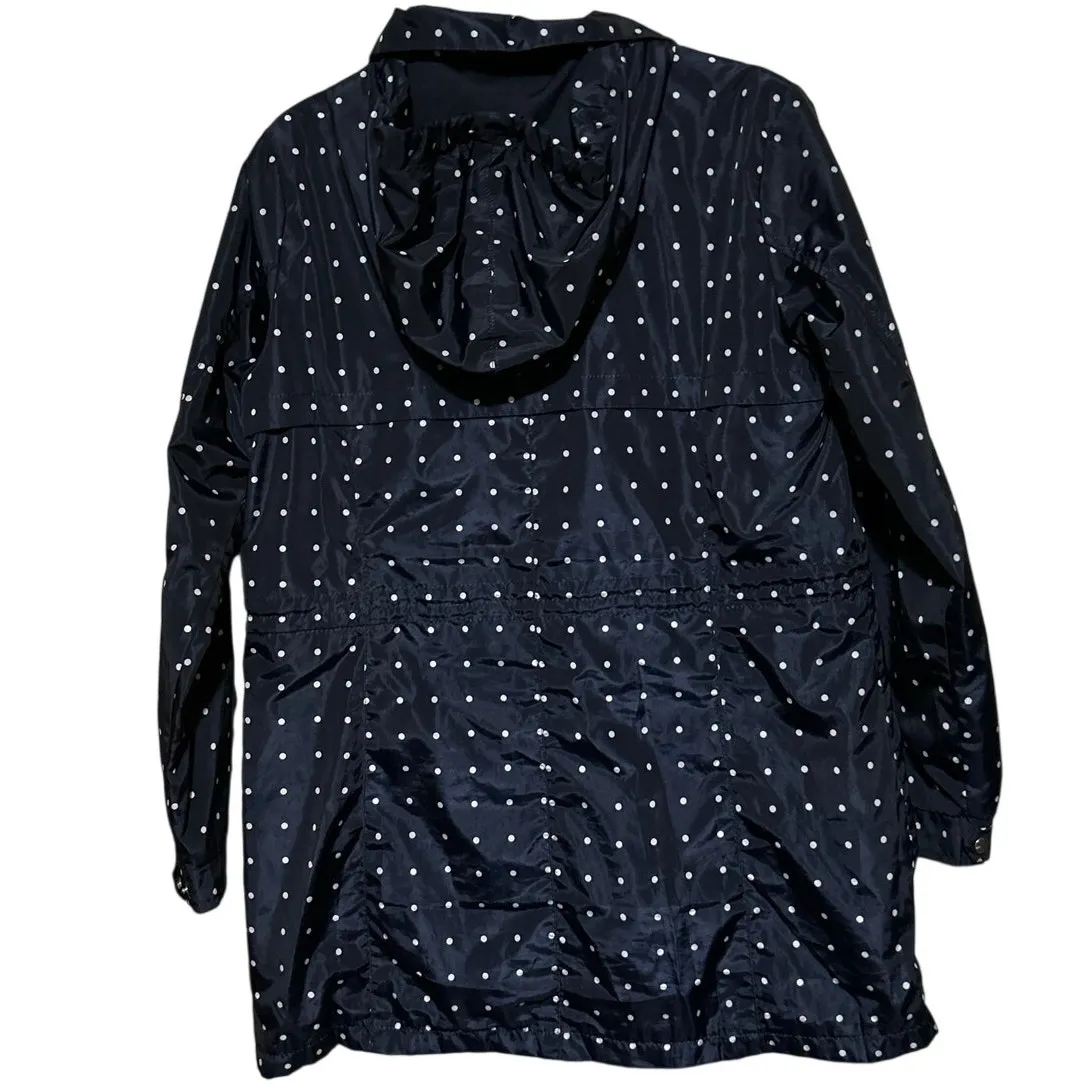 New Look Women's Blue White Polka Dot Rain/Wind Jacket with Hood Size S - Image 2