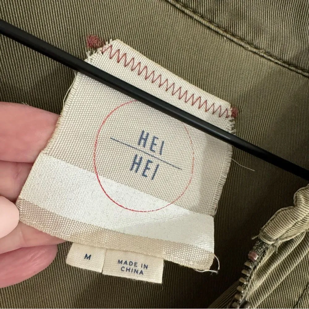 Anthropologie Hei Hei Marais Eyelet Anorak Green Cargo Jacket - Image 8