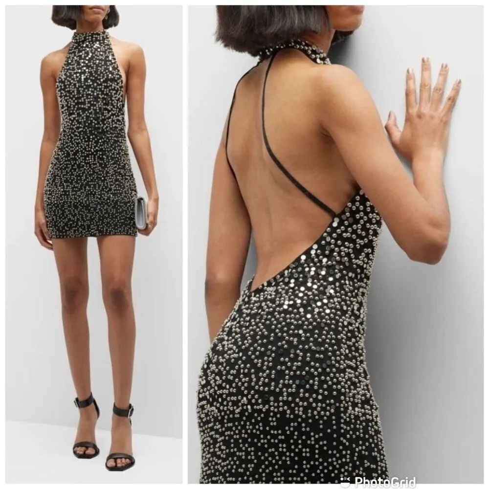 Retrofete Olivia Sequin Ombré Mini Dress Black Size L - Image 4